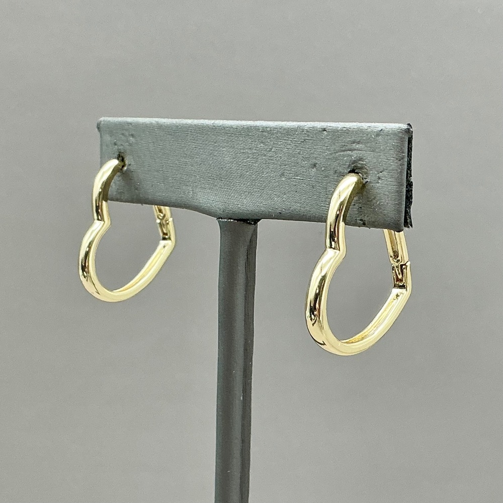 Heart Hoop Earrings Women Gold Tone Polished Minimalist Romantic Jewelry Gift
